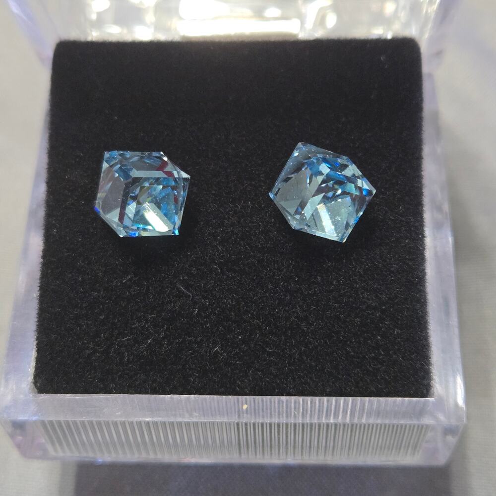 Austrian Blue Crystal Stud Earrings with Surgical Steel Posts